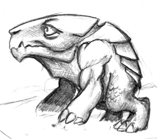 3D low poly model thick-skinned muscular fantastic animal. Concept art