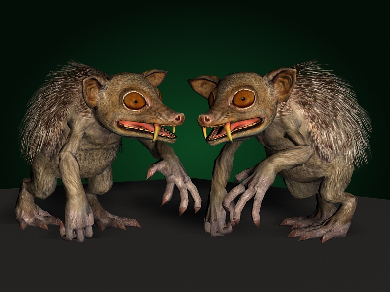 3D low poly model of a fantastic animal a hedgehog mutant